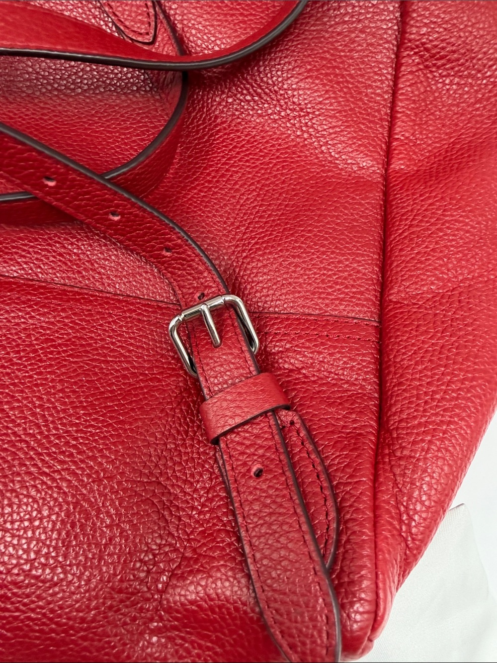 Coach Red Pebbled Leather Drawstring Backpack with Front Pockets - Picture 16 of 16